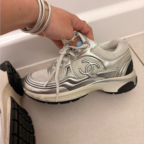 Chanel white and silver sneakers - Picture 6 of 12